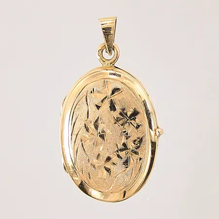 Medaljong/Fotogömma med dekor, 33x19mm, plast inuti, 18K Vikt: 5,7 g