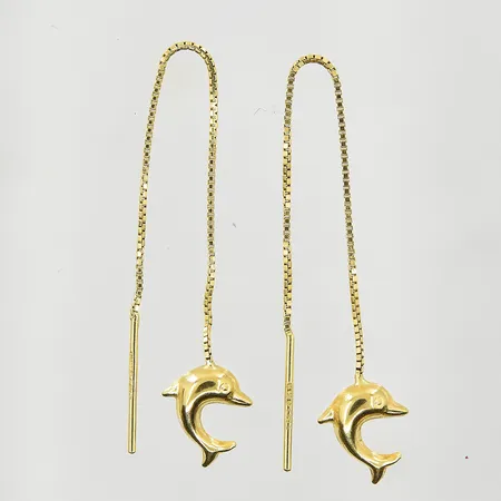 Ett par örhängen med delfiner, längd 55 mm, 18K. Vikt: 0,7 g