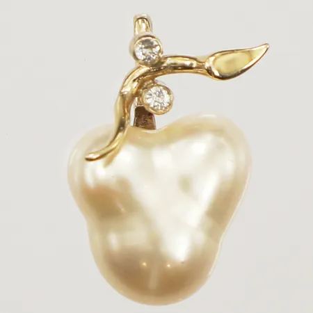 Hänge med imitationspärla och vita stenar, ca 21mm, 14mm, förgyllt silver, 925/1000 silver Vikt: 2,6 g