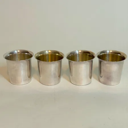 4 Pokaler/bägare med gulddoublé på insidan, 47mm Ø50mm, Tenn & silver år 1966-67, 830/1000 silver Vikt: 89,7 g