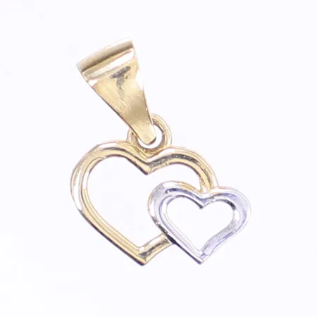 Hänge i form av hjärtan, tvåfärgat, höjd 19mm inkl öglan, 9K Vikt: 0,4 g