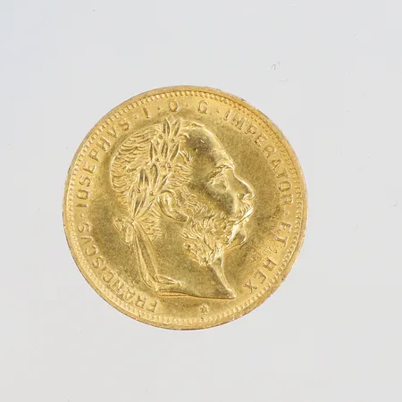 Mynt Österrike-Ungern Frans Josef I 8 Florinter / 20 Francs 1892 Ø21mm, slitage, 21,6K (900/1000) Vikt: 6,5 g