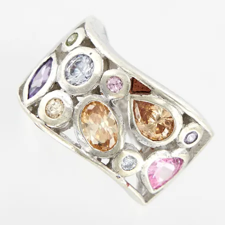 Ring med stenar, stl 15¾, bredd: 4-12mm, GHA silver 925/1000 Vikt: 8,2 g