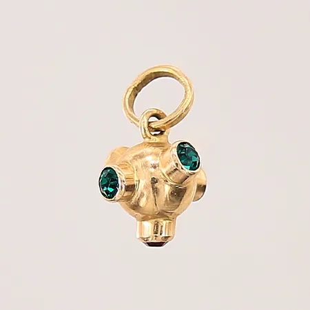 Hänge med boll med färgade stenar, längd: 10mm, bredd: 1,1-10,3mm, 18K Vikt: 1,2 g