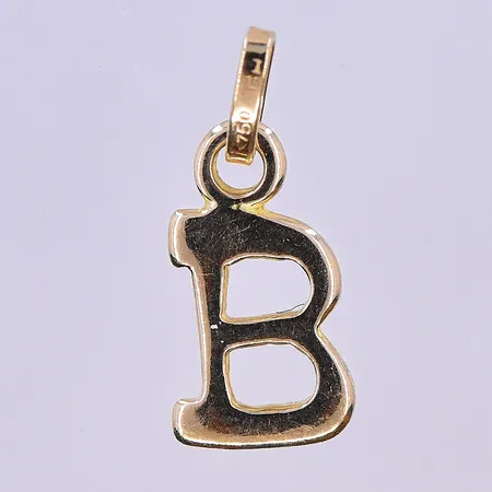 Hänge Bokstav B, Guldfynd, längd 17 mm, bredd 7 mm, 18K. Vikt: 0,7 g