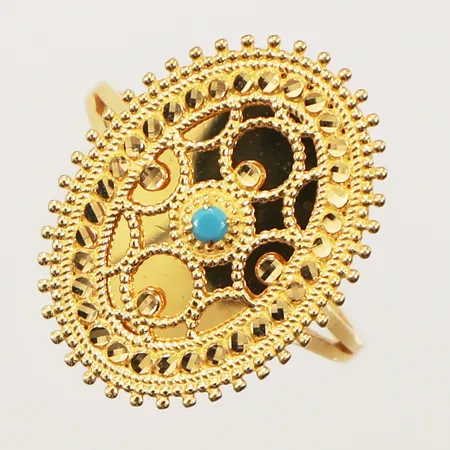 Ring med turkos sten, stl 18, bredd 1,2-21mm, 21K Vikt: 3,6 g