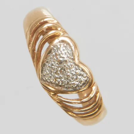 Ring, åttkantslipad diamant 1 x ca 0,005ct, stl 14¾, bredd 1,5-6,5mm, tvåfärgad, 14K Vikt: 1,5 g