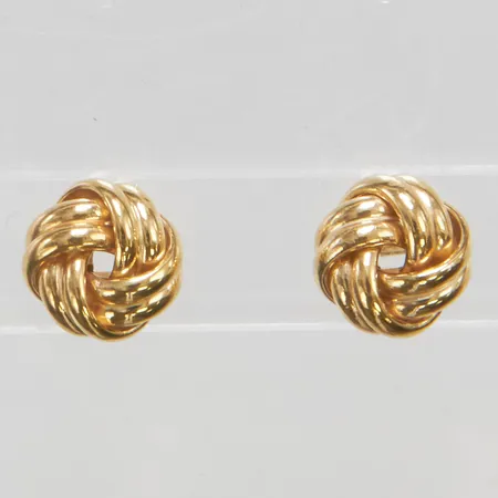 Ett par örhängen, knutar, ihåliga, stift, Ø10,6mm, 9K Vikt: 0,9 g