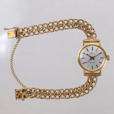 Damur, Certina New Art, Ø21,6mm, 18K, med X-länk, längd ca 16cm, säkerhetskedja, gravyr år 1977, 18K. Bruttovikt 25,5g