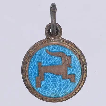 Hänge stenbocken med blå emalj, 18mm, 830/1000 silver Vikt: 1,3 g