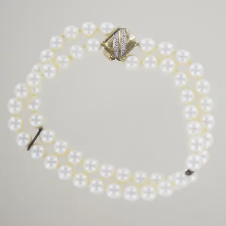 Pärlarmband sötvattenspärlor med guld lås med stenar, längd 19,5 cm, 8K Vikt: 22,8 g