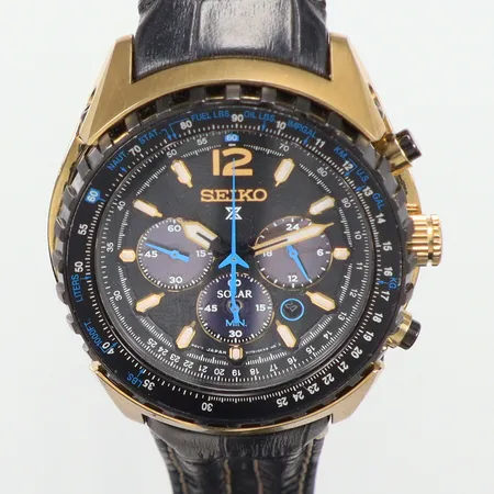 Herrur Seiko solar , V175- ocko, nr,462003, Ø47mm, skinnband, behov av batteribyte Vikt: 0 g