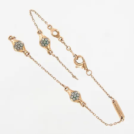 Armband ALE Pandora med stenar, 18cm, bredd: 1-5mm, förgyllt silver 925/1000 och metall, defekt Vikt: 3,7 g