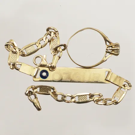 Armband, ring, buckligt, skadat, defekt, 14K Vikt: 5 g