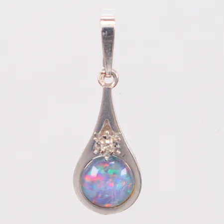 Hänge Opal vitguld längd 2,5cm, 18k Vikt: 1,7 g