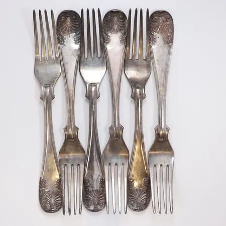 6 bordsgafflar, 20cm, silver, 830/1000 Vikt: 449,4 g