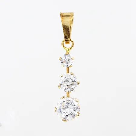 Hänge, vita stenar, 24x5mm, GHA, 18K.  Vikt: 0,7 g