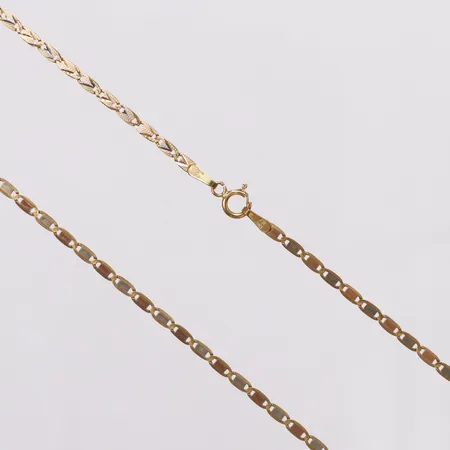 Kedja, trefärgad, 52cm, bredd 2mm, italienska stämplar, 18K Vikt: 4 g