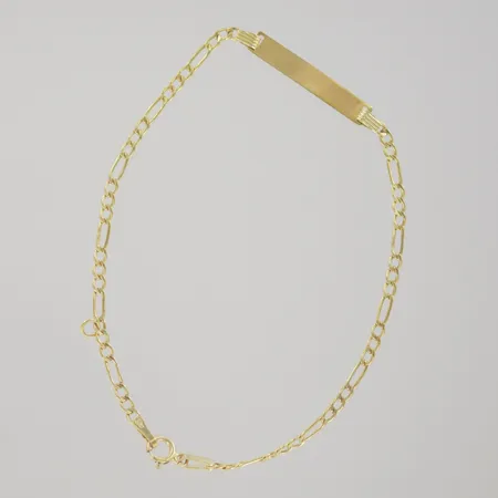 Armband med bricka, längd 17 cm, bredd 1,7 mm, 14K Vikt: 0,9 g