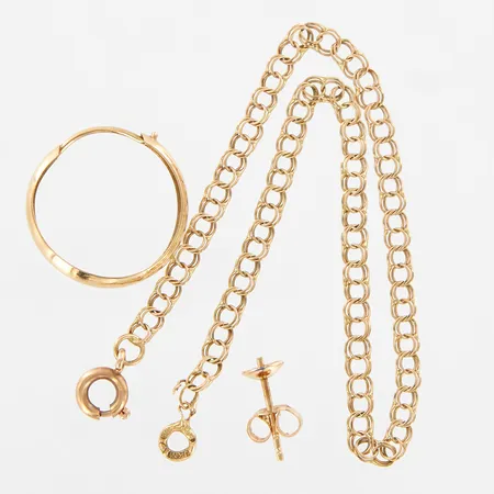 Ett armband, två udda örhängen, defekter, 14K Vikt: 1,9 g