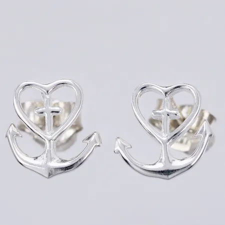 Ett par örhängen, tro hopp och kärlek, Ø ca 8mm, GHA, 925/1000 Silver Vikt: 0,8 g