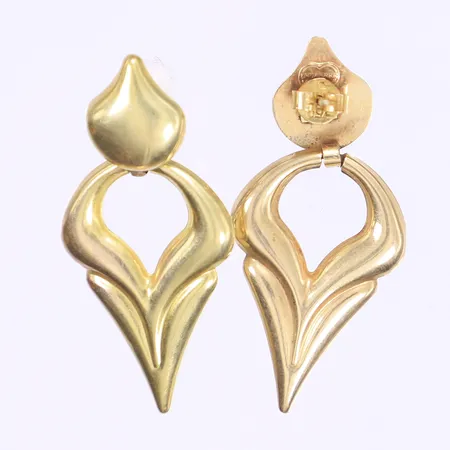 Ett par örhängen i form av hjärtan, höjd 36mm, för stift, Unoaerre, 18K Vikt: 5,3 g