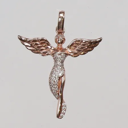 Hänge Ängel med vita stenar 26x35mm inklusive hängöglan, Engelsrufer, silver 925/1000 Vikt: 2,8 g