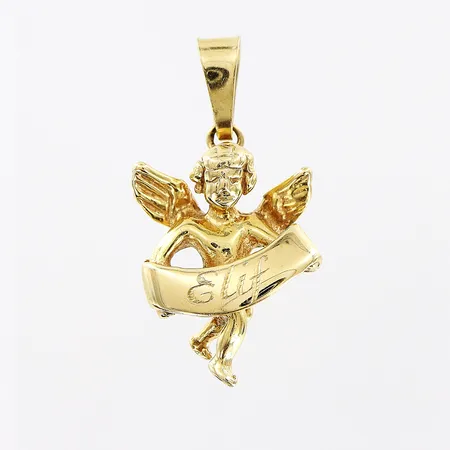 Hänge, ängel, 24x12mm, gravyr, 18K. Vikt: 2,8 g