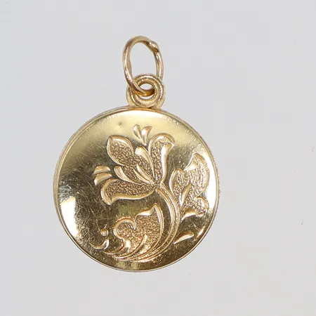 Medaljong mönstrad, insida med plast, 18K Vikt: 1,2 g