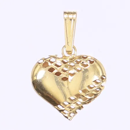 Hänge i form av genombrutet hjärta, höjd 21mm inkl öglan, GHA, 18K Vikt: 0,7 g