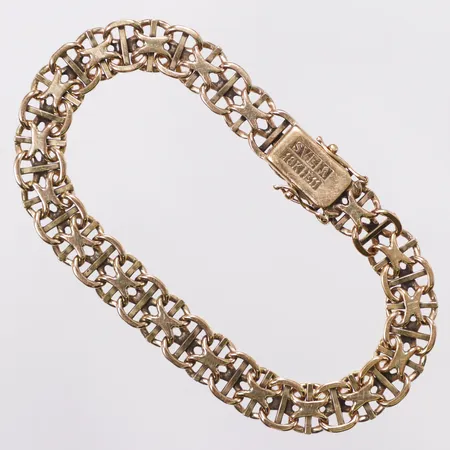 Armband, X-länk med stav, 20cm, bredd 9mm, Svedbom år 2003, 18K Vikt: 24,1 g