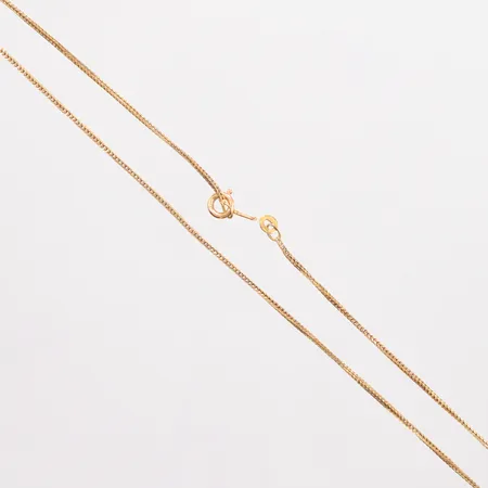 Kedja Fiskbenslänk, längd 62cm, bredd 1,3mm, defekt ojämn, trasigt lås, 18K Vikt: 5,6 g