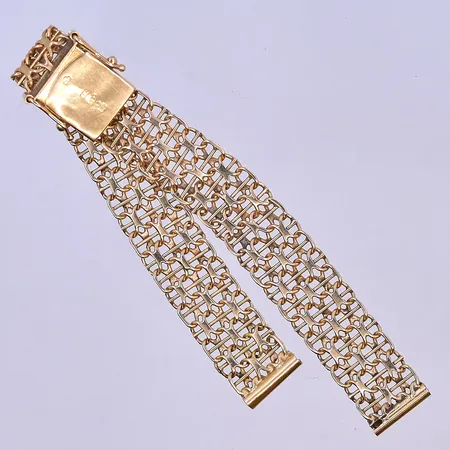 Klocklänk X-länk, längd 15,5 cm, bredd 11 mm, 18K. Vikt: 14,5 g