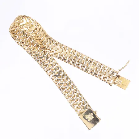 Armband fiskben, 19cm, bredd 11mm, bucklig, 18K Vikt: 33,2 g