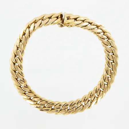 Armband, 19cm, bredd 9mm, ihålig, bucklor, slitage, 8K Vikt: 14,8 g