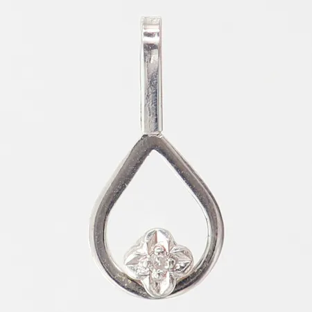 Hänge med 8/8-diamant 1 x 0,01ct, 15,5x7,5mm ink ögla, vitguld 18K. Vikt: 0,5 g