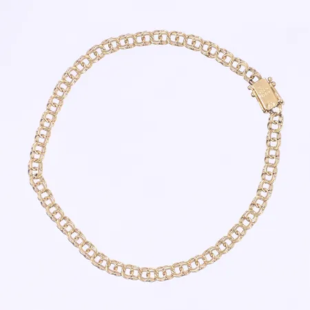 Armband Bismarck, längd 18,5cm, bredd 4mm, svenska stämplar 1961, slitage, 18K Vikt: 4,9 g