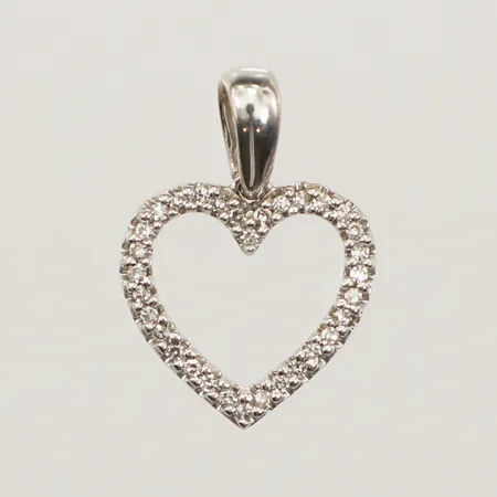 Hänge hjärta med diamanter ca 32x 0,0025ct, vitguld, ca 18mm, inklusive ögla, bredd 13mm, Guldfynd, 18K Vikt: 1,1 g