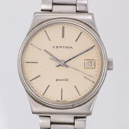 Herrur Certina Newport datum safirglas quartz, står still, Ø34mm, nr 744 3015 41,  stål, länar, viklås ca 19cm