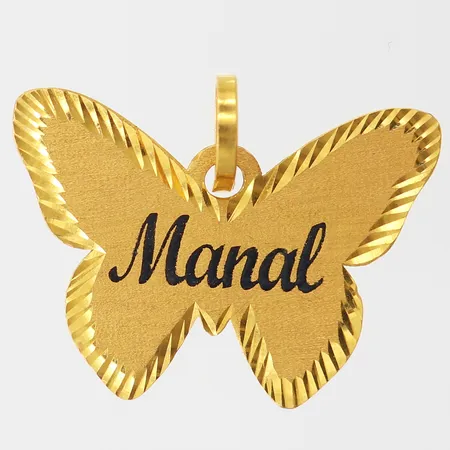 Hänge fjäril, 22,5x30mm, gravyr, 21K. Vikt: 2,9 g