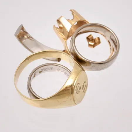 Diverse defekt guld, 18K, vikt 26,87g.