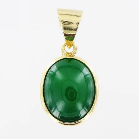 Hänge, grön sten, 21x11mm, 18K. Bruttovikt: 2,3gram. Vikt: 2,3 g