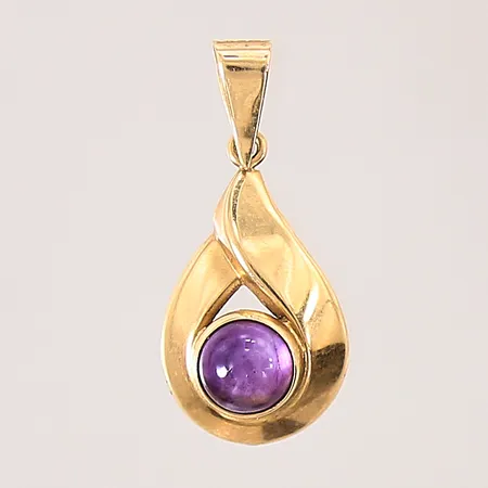 Hänge med ametist, längd: 24mm, bredd: 3,5-11,6mm, 18K Vikt: 1 g