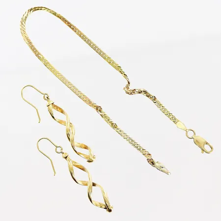 1 armband, 1 par örhängen, defekter, 18K.  Vikt: 4,5 g