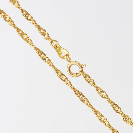 Kedja, Singapore, längd 54,5cm, bredd ca 2mm, 21K Vikt: 6,8 g