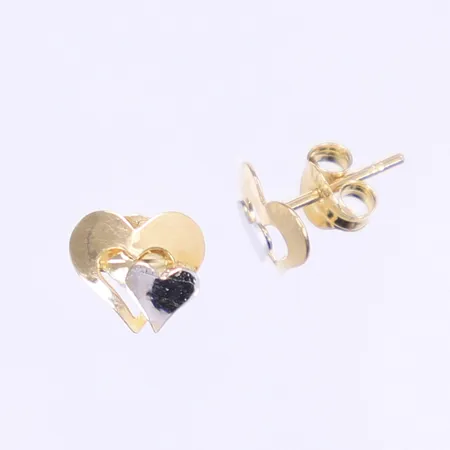 Ett par örhängen i form av hjärtan, Ø6mm, tvåfärgade, 18K Vikt: 0,5 g