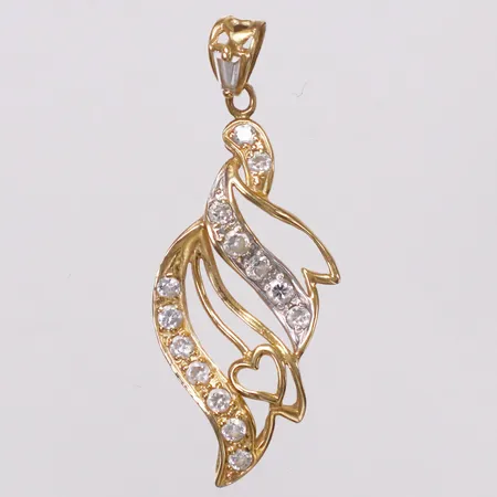 Hänge, vita stenar, 40mm, vitguldsdetalj, 18K Vikt: 2,3 g