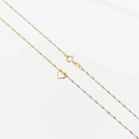 Collier, Singapore 41,8cm, integrerat hänge hjärta 6x7mm, 18K. Vikt: 1,6 g