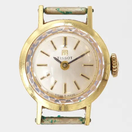 Damur Tissot, Ø17mm, manuell, saknar armband, endast boett, går ej, 14K.