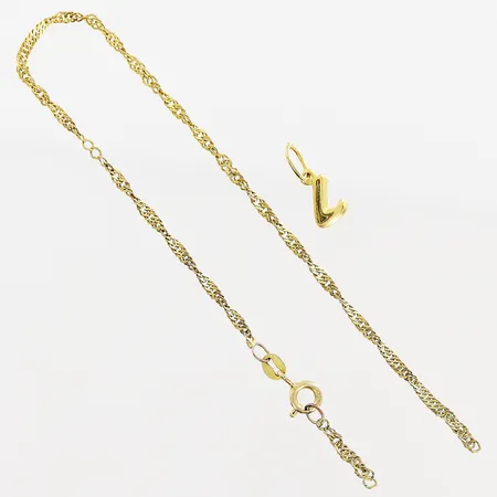 1 armband, 1 berlock, defekt, 9K.  Vikt: 1,3 g